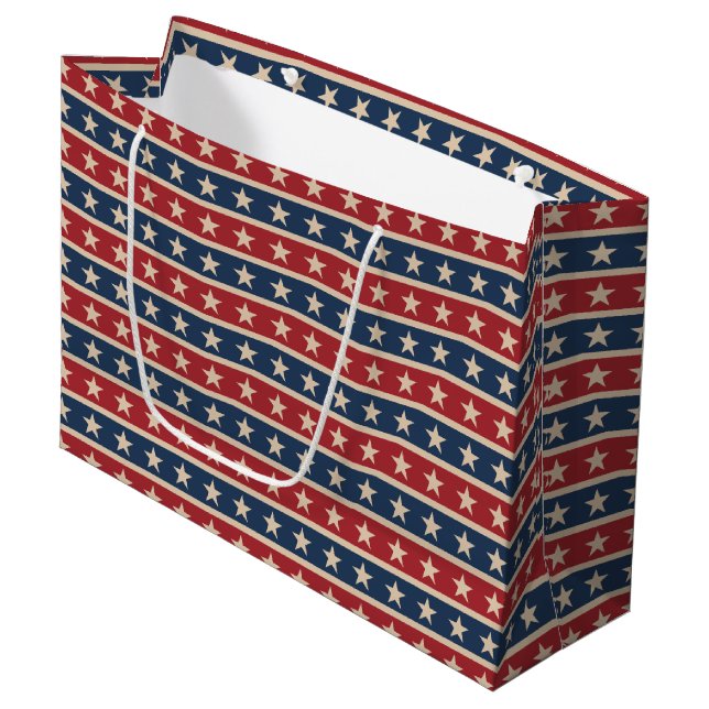 Country Patriotic stars stripes Large Gift Bag (Front Angled)
