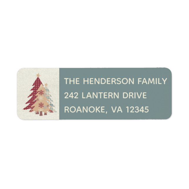 Country Pattern Christmas Trees Address Label (Front)