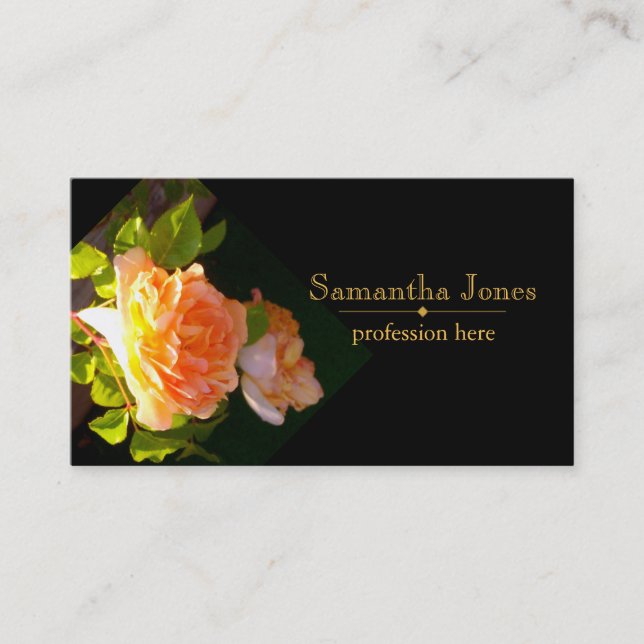 Country Peach Roses Business Card (Front)