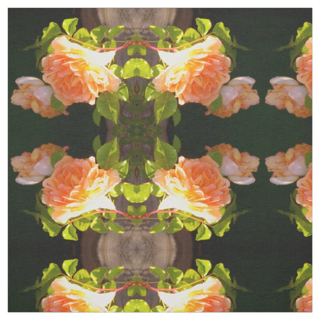 Country Peach Roses Fabric (Swatch)
