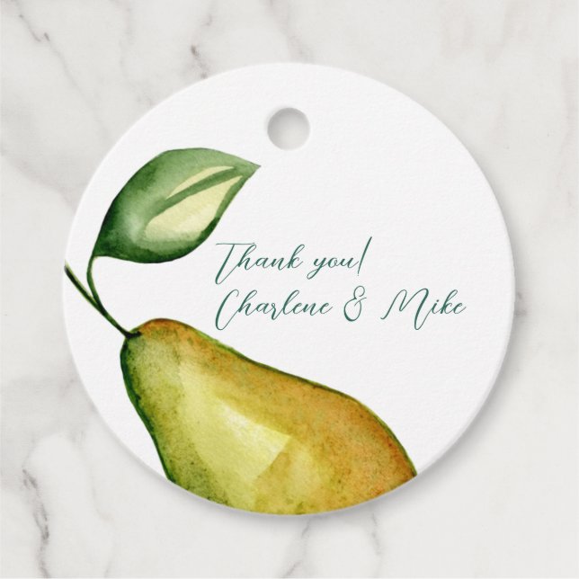 Country Pear Wedding Favour Tag (Front)