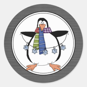 Country Penguin Holiday Envelope Seals Stickers