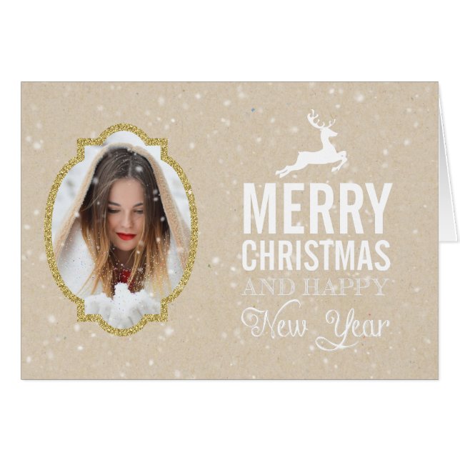 Country Photo Lace Frame Christmas Card (Front Horizontal)