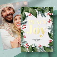 Country Photo Merry Holiday Cards Botanical