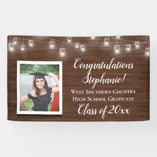Country Photo Personalised Graduation Banner Sign (Horizontal)