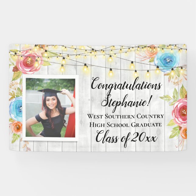 Country Photo Personalised Graduation Banner Sign (Horizontal)