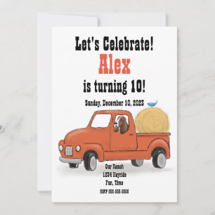 Country Pickup Birthday Party, Personalizable  Invitation