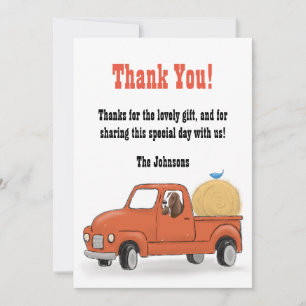 Country Pickup Truck Birthday, Personalizable Thank You Card