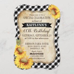 Country Picnic with Sunflowers Birthday Invite