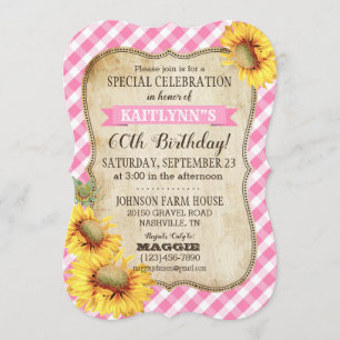 Country Picnic with Sunflowers Birthday Invite