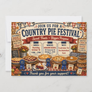 Country Pie Festival Rustic Fall Harvest Bake Sale Invitation