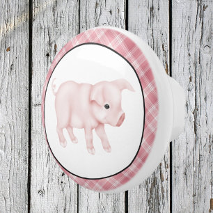 Country Pig cartoon ceramic knob