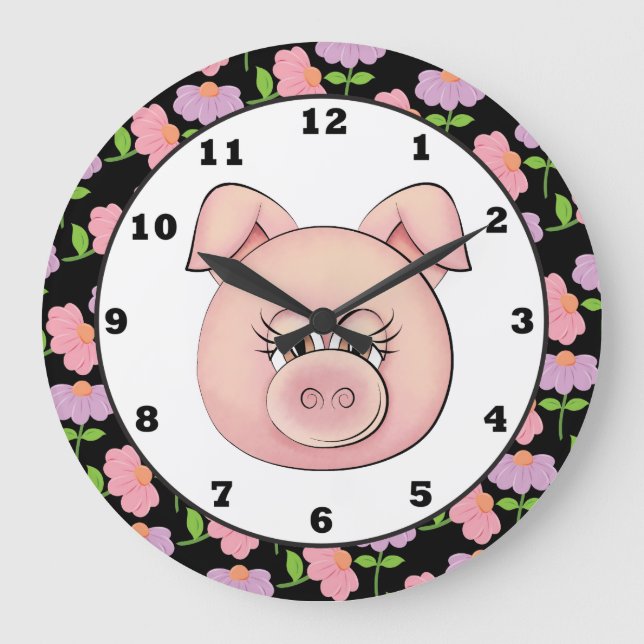 Country Pig cartoon wall clock (Front)