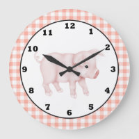 Country Pig Cartoon wall clock