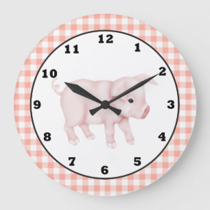 Country Pig Cartoon wall clock