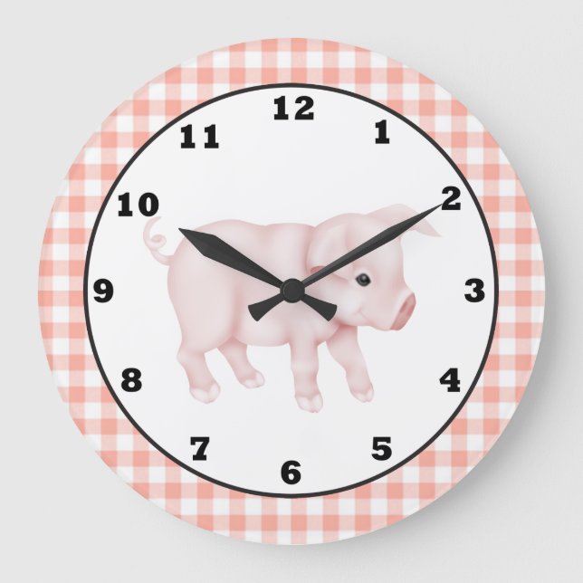 Country Pig Cartoon wall clock (Front)
