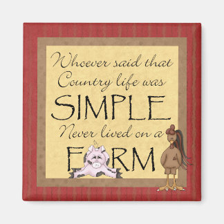 Country Pig & Rooster Farm Magnet