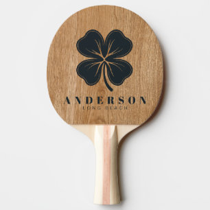 Country Pine Wood Four Leaf Clover with Name Ping Pong Paddle