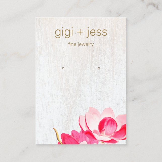 Country Pink Floral Earring Display  Business Card (Front)