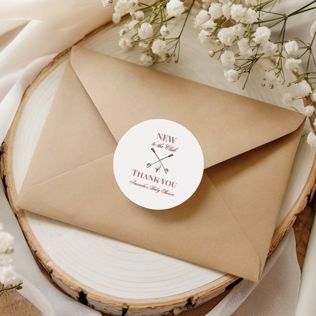 Country Pink Girl New to the Club Golf Baby Shower Classic Round Sticker (Creator Uploaded)