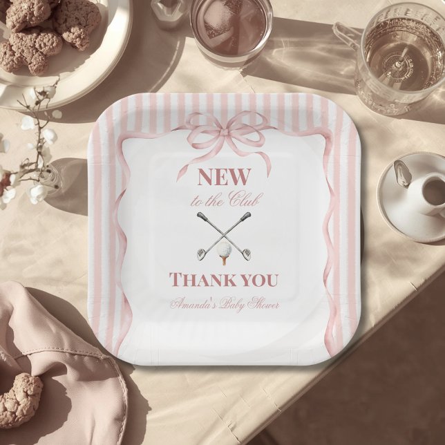 Country Pink Girl New to the Club Golf Baby Shower Paper Plate (Creator Uploaded)