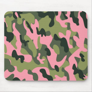 Country Pink Green Army Camo Camouflage Pattern Mouse Mat