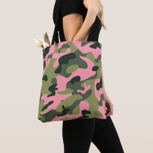 Country Pink Green Army Camo Camouflage Pattern Tote Bag
