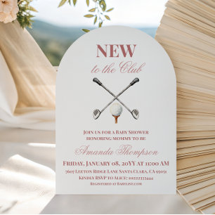 Country Pink New to the Club Girl Golf Baby Shower Invitation