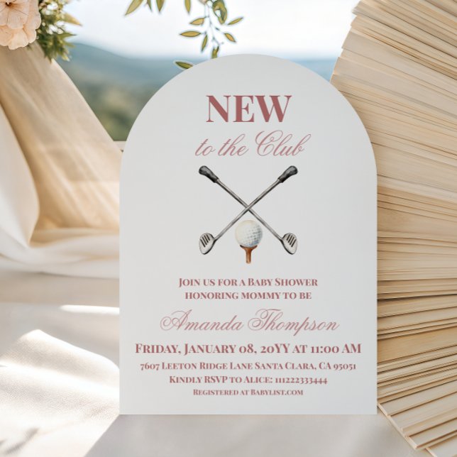 Country Pink New to the Club Girl Golf Baby Shower Invitation (Creator Uploaded)