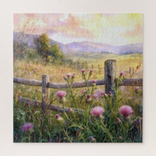 Country Pink Thistles Jigsaw Puzzle