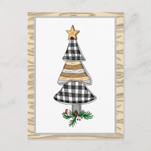 Country Plaid Christmas Tree Holidayb Postcard