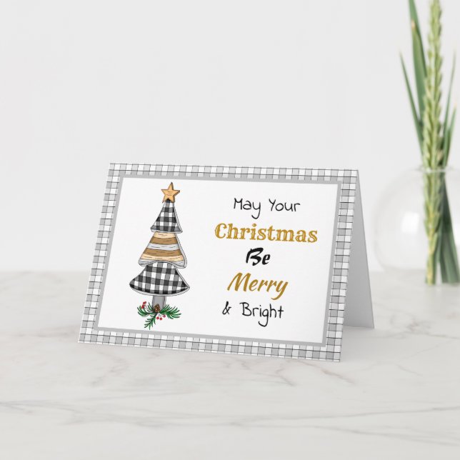Country Plaid Christmas Tree | Merry and Bright Card (Front)