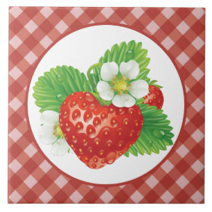 Country plaid kitchen strawberry tile