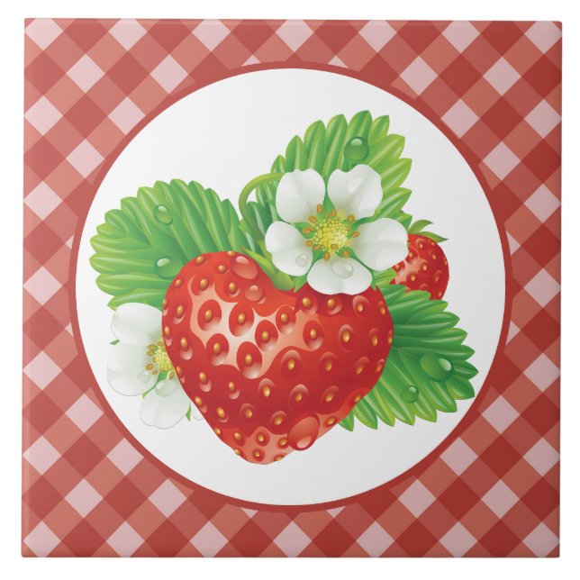 Country plaid kitchen strawberry tile (Front)