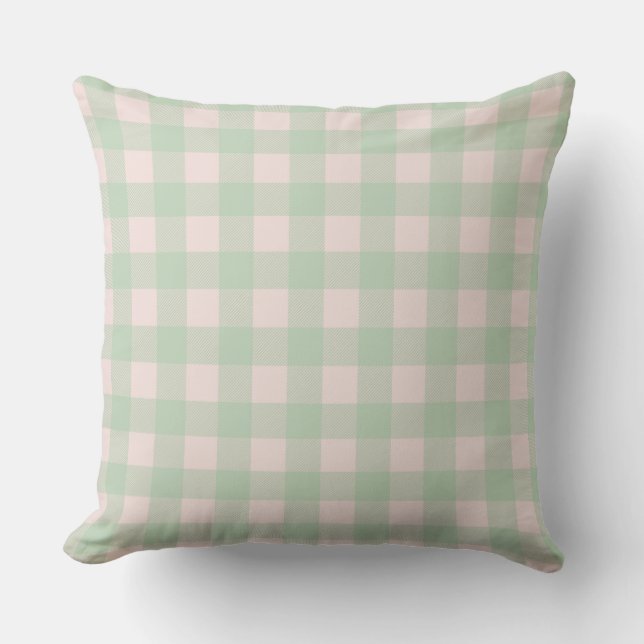 Country Plaid | Mint Green Buffalo Plaid Cushion (Front)