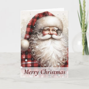 Country Plaid Santa Personalised Christmas Card