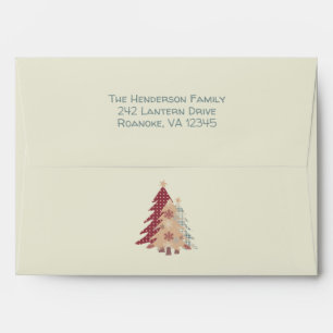 Country Plaid Trees, Deer Christmas Envelope