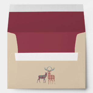 Country Plaid Trees, Deer Christmas Envelope 2