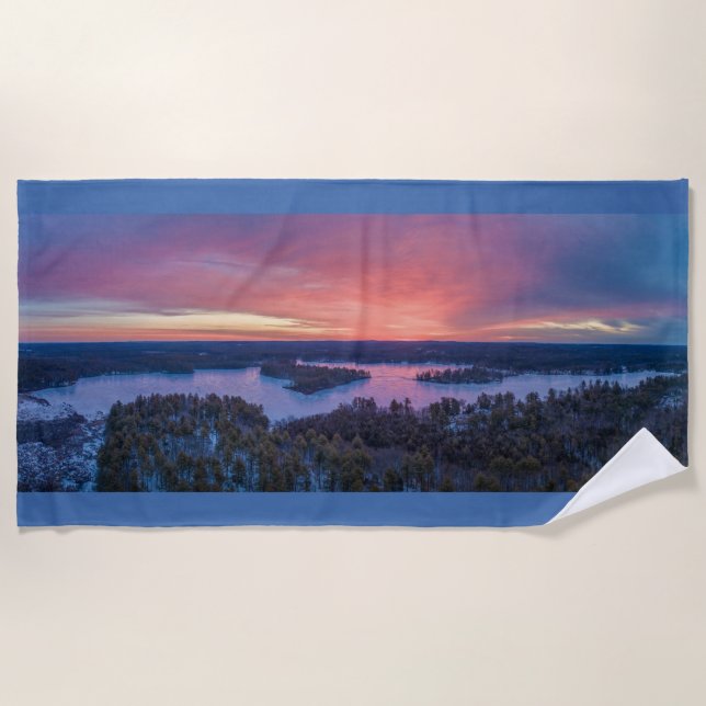 Country Pond Sunrise Beach Towel 70"x35" (Front)