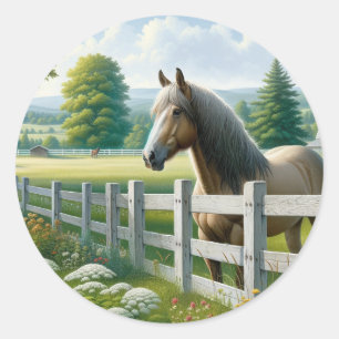 Country Pony Horse Birthday Party Classic Round Sticker