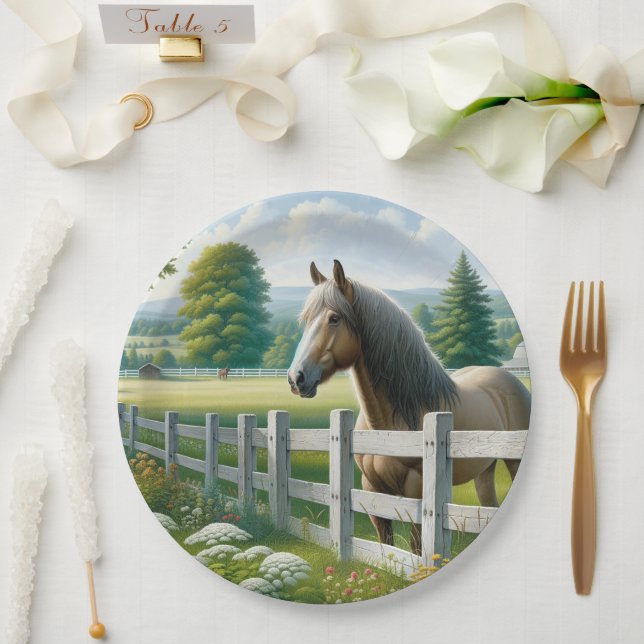 Country Pony Horse Birthday Party Paper Plate (Wedding)