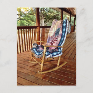 Country Porch Rocker American Flag Throw Postcard