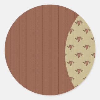 Country Prim Brown Stripes & Hearts Stickers