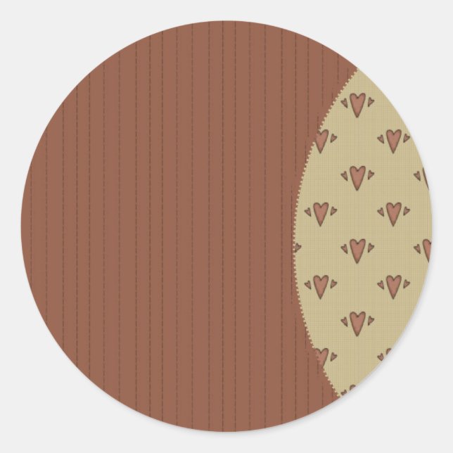 Country Prim Brown Stripes & Hearts Stickers (Front)