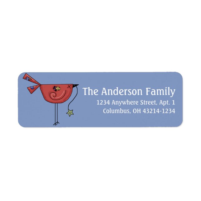 Country Primitive Bird Return Address Labels (Front)