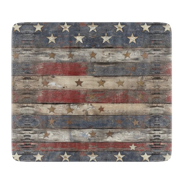 Country/Primitive Distressed Americana Cutting Board (Front)