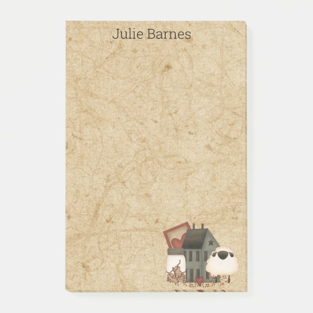  Country Primitive Folk Art Green Saltbox Home   Post-it Notes (Front)