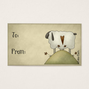 Country Primitive Sheep Design on a Hill Gift Tags