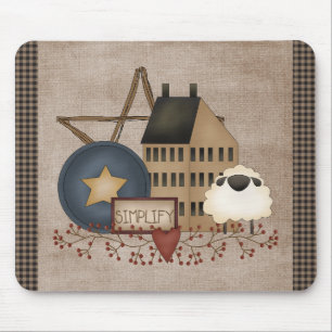 Country Primitive - Simplify - Yellow Saltbox Mouse Mat