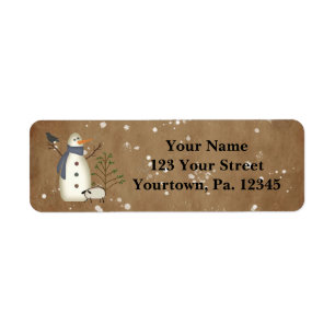 Country Primitive Snowman Address Label